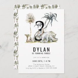 Dinosaur Theme 3. Geburtstags-Party Einladung