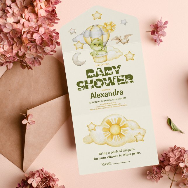 Dinosaur Theme Baby Dusche All In One Einladung (Von Creator hochgeladen)