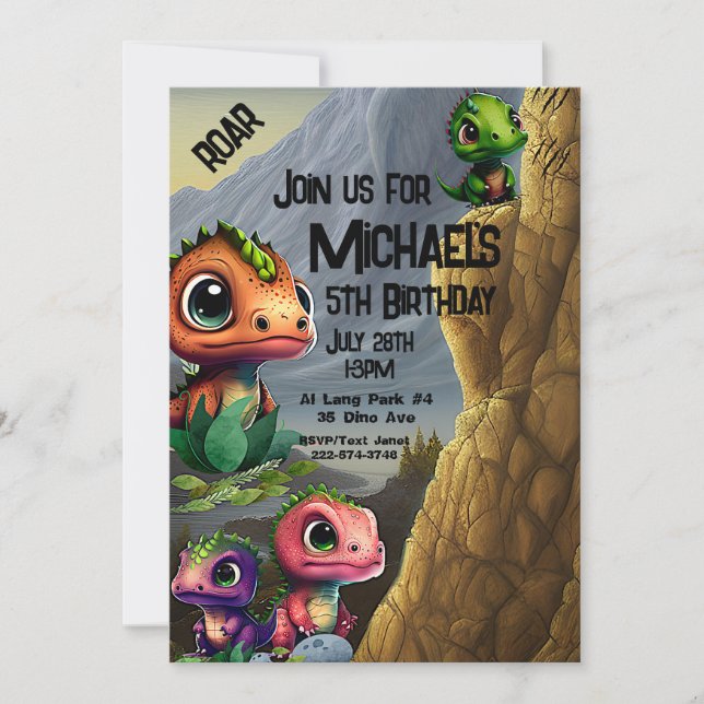 Dinosaur Theme Birthday, Einladung (Vorderseite)