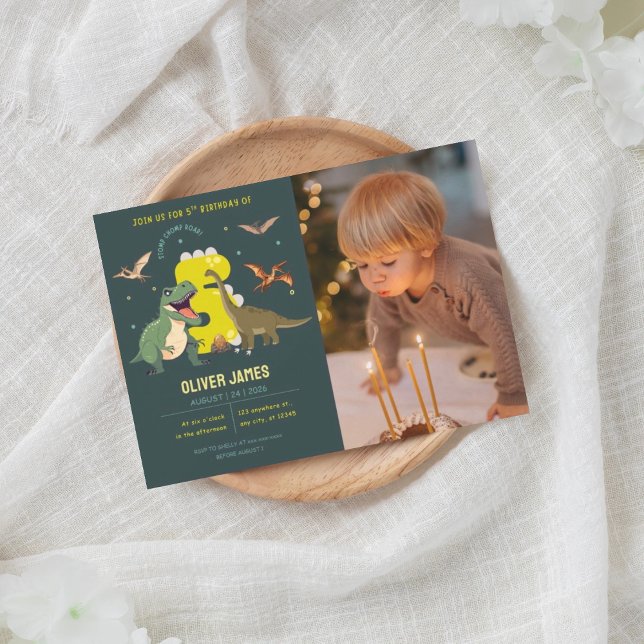 Dinosaur theme boy 5th birthday  einladung (Von Creator hochgeladen)