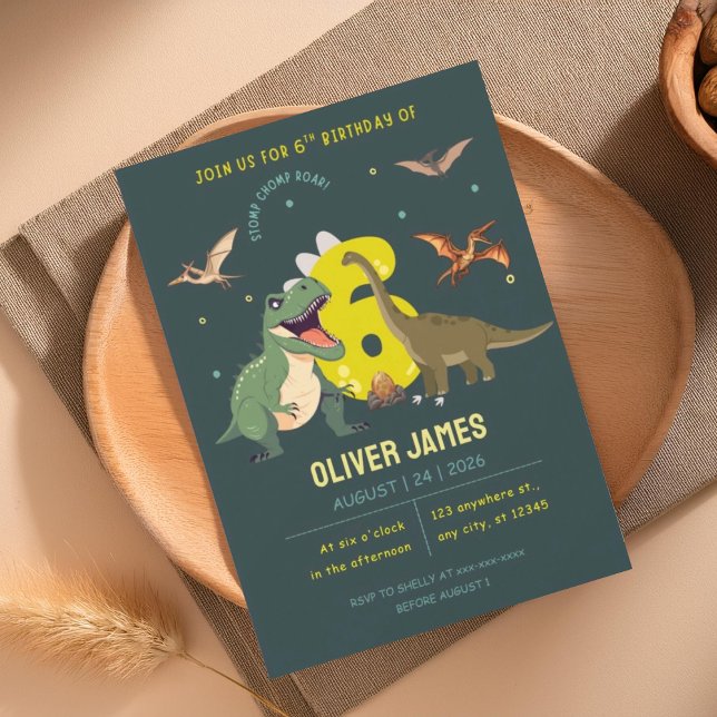 Dinosaur theme boy 6th birthday  einladung (Von Creator hochgeladen)
