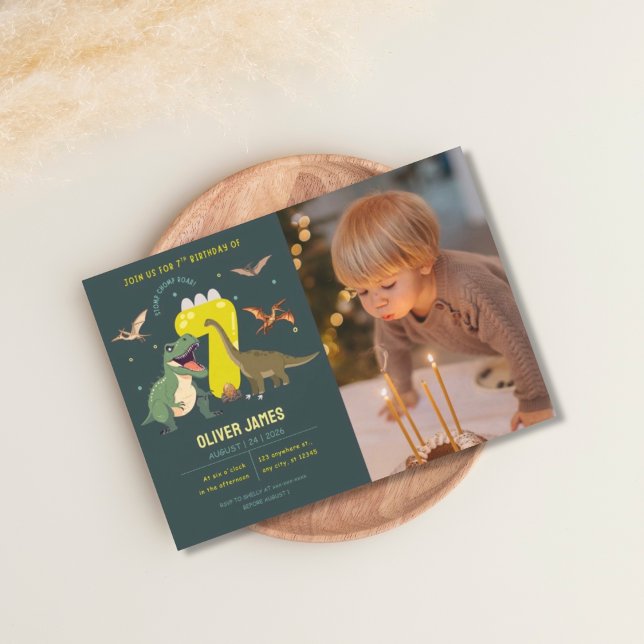 Dinosaur theme boy 7th birthday  einladung (Von Creator hochgeladen)