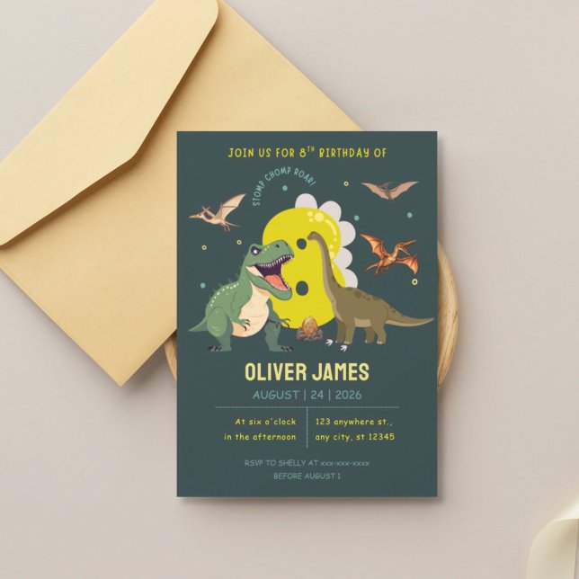 Dinosaur theme boy 8th birthday  einladung (Von Creator hochgeladen)