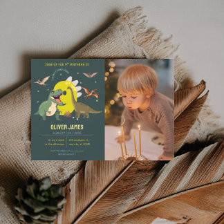 Dinosaur theme boy 9th birthday invitation einladung
