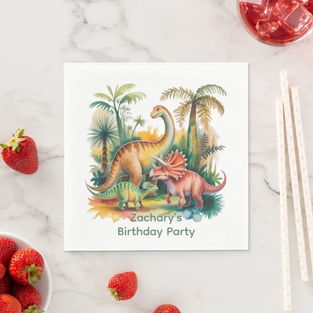 Dinosaur Theme Boy Birthday Party Serviette (Beispiel)