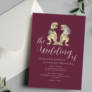 Dinosaur Theme Wedding Burgundy Elvory Cream Einladung