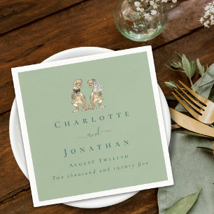 Dinosaur Theme Wedding Personalisiert Sage Green Serviette