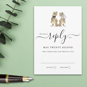 Dinosaur Theme Wedding Reply RSVP Karte