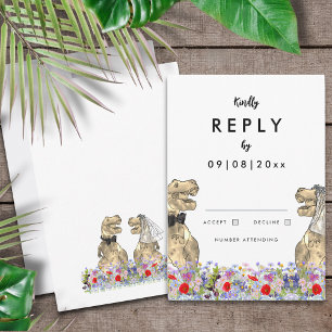 Dinosaur Theme Wedding Reply RSVP Karte