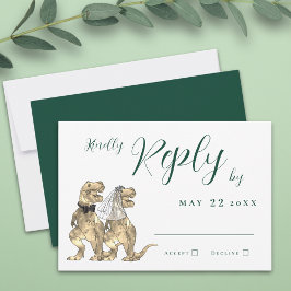 Dinosaur Theme Wedding Reply RSVP Karte