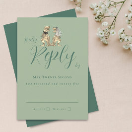 Dinosaur Theme Wedding Reply Sage Green RSVP Karte