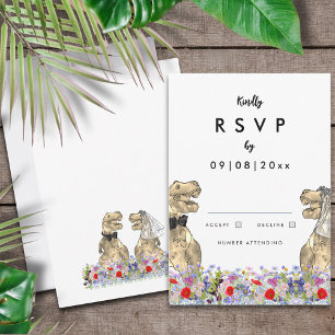 Dinosaur Theme Wedding RSVP Karte