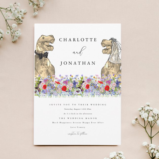 Dinosaur Theme-Wildblume Einladung (Wildflower dinosaur theme wedding invitation )