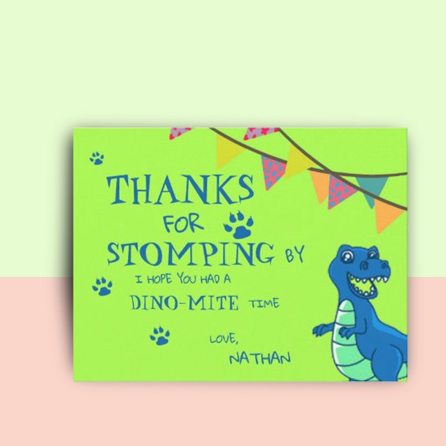 Dinosaur Themed Geburtstag Danke Postcard Postkarte (Dinosaur Themed Birthday Thank you Postcard)