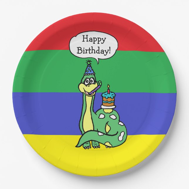Dinosaur Themed Geburtstags-Teller Pappteller (Vorderseite)