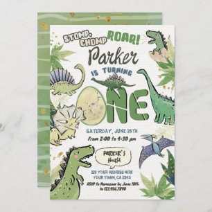 Dinosaur Themed Party 1. Geburtstag Einladung