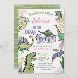 Dinosaur Themed Party Dino 4. Geburtstag Einladung