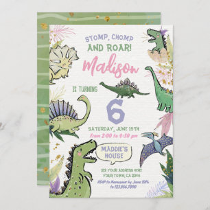 Dinosaur Themed Party Geburtstag Einladung