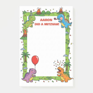 Dinosaur Themed Personalisiert Mitzvah Post-it Klebezettel