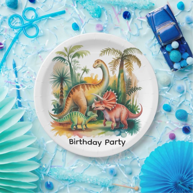 Dinosaur-Themen-Jungen-Geburtstagsfeier Pappteller (Party)