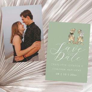 Dinosaur-Themen-Sage-Grün-Foto-Hochzeit Save The Date