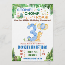 Dinosaur Third Birthday Party Invitation Einladung