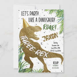 Dinosaur Three Rex 3. Geburtstags-Party T-Rex Einladung
