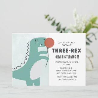 Dinosaur Three-Rex | 3 Rex Birthday Einladung