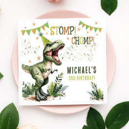 Dinosaur Three Rex 3rd Birthday Party Serviette