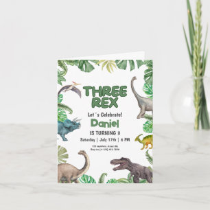 Dinosaur Three rex Geburtstagseinladung T Rex Part Einladung