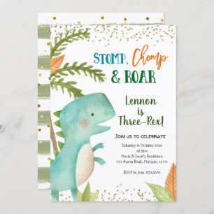 Dinosaur Three-Rex zum Geburtstag Einladung