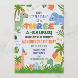 Dinosaur Three Third Birthday Party Invitation Einladung