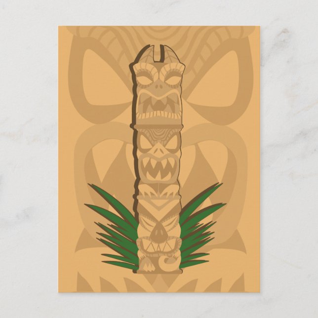 Dinosaur Tiki Totem Postkarte (Vorderseite)