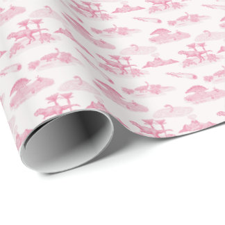 Dinosaur Toile (Pink) Geschenkpapier