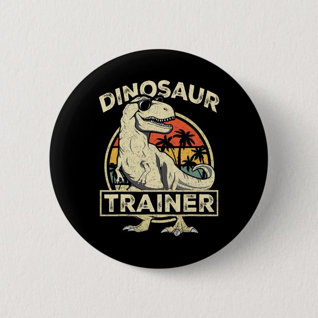 Dinosaur-Trainer-Halloween-Kostüm Retro-Dino-Umris Button (Vorderseite)
