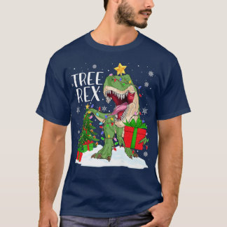 Dinosaur Tree Re Xmas Lights Funny Dinosaur Christ T-Shirt