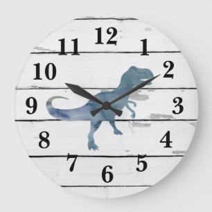 Dinosaur Trex Decor Rustic Shiplap Große Wanduhr
