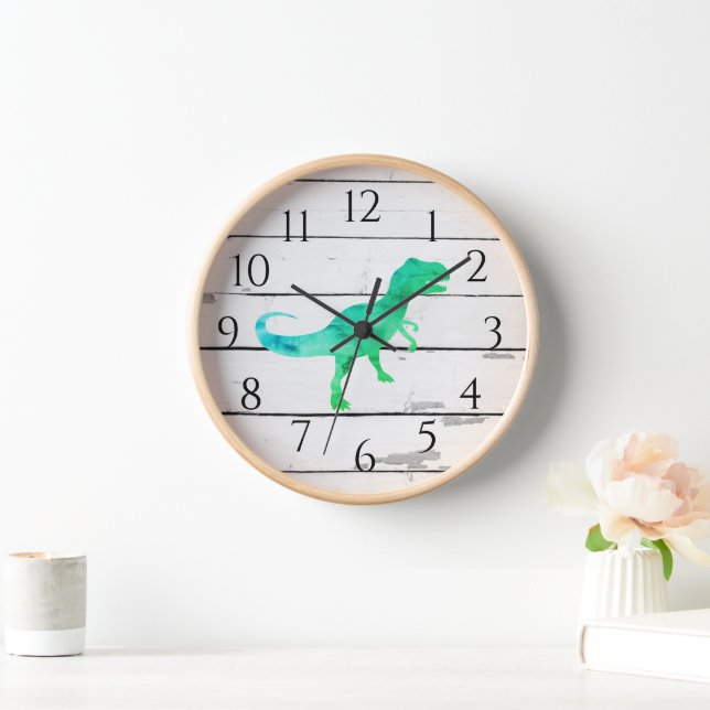 Dinosaur Trex Decor Rustikale Shiplap Uhr (Zuhause)