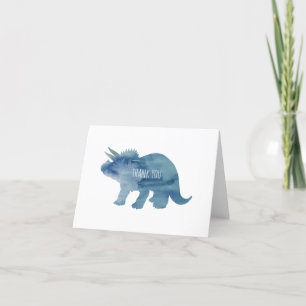 Dinosaur Triceratops Blaue Silhouette Dankeskarte