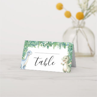 Dinosaur-Tropische-Blatt-Baby-Shower-Platzkarten Platzkarte