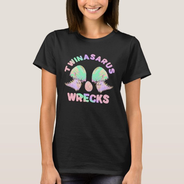 Dinosaur Twin Sister Twinasaurus Wracks Eggs T-Shirt (Vorderseite)