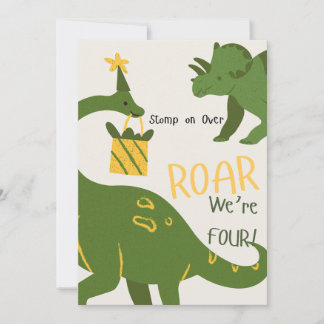 Dinosaur Twins 4th Birthday Invitations Einladung