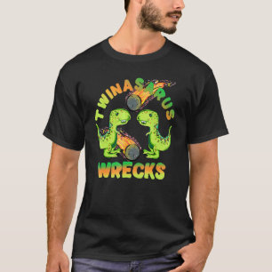 Dinosaur Twins Twinasaurus Wrecks Meteor T-Rex Bro T-Shirt