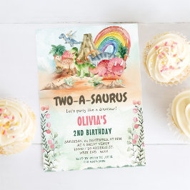 Dinosaur Two-A-Saurus 2. Geburtstags-Party Einladung