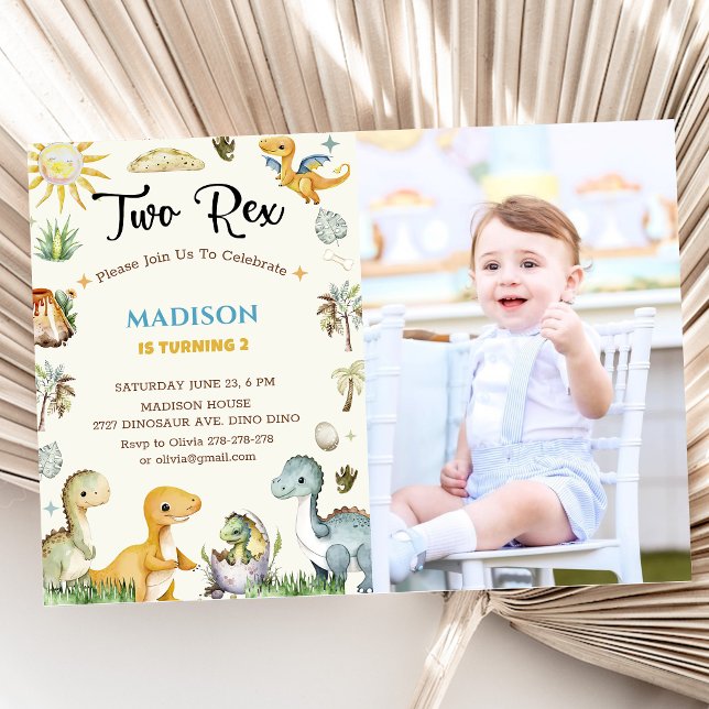 Dinosaur Two Rex Boy Einladung (Von Creator hochgeladen)