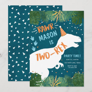 Dinosaur Two-Rex T-Rex RAWR 2. Geburtstag Einladung