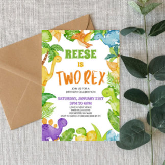Dinosaur Two Rex T-Rex Zweites Party Einladung