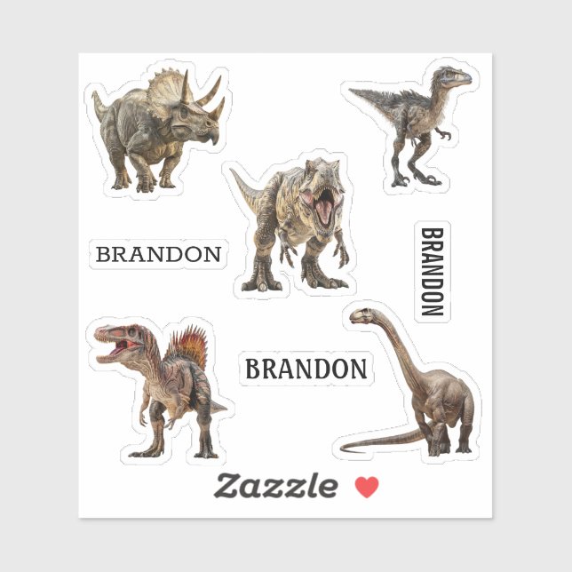 Dinosaur Tyrannosaurs Raptor Spinosaurus Name Aufkleber (Blatt)