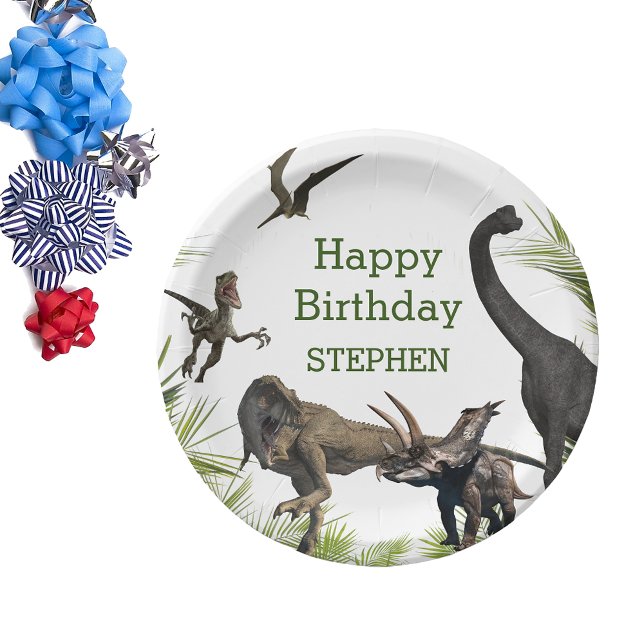 Dinosaur Tyrannosaurus Raptor Happy Birthday Pappteller (Von Creator hochgeladen)