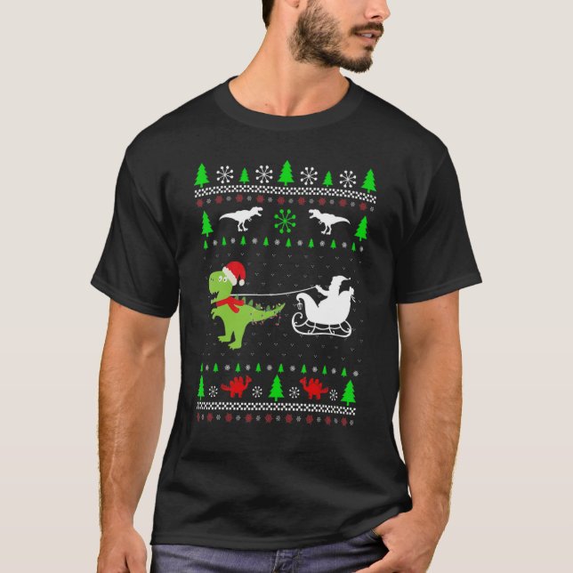 Dinosaur Ugly Christmas Sweater Christmas Dinosaur T-Shirt (Vorderseite)